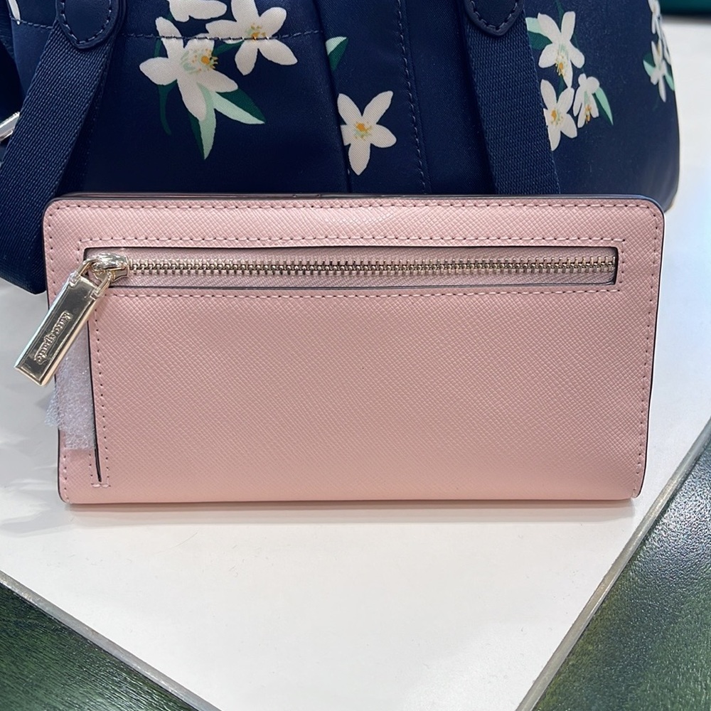 Kate Spade Madison Large Slim Bifold Wallet Conch Pink NWT - Picture 2 of 16